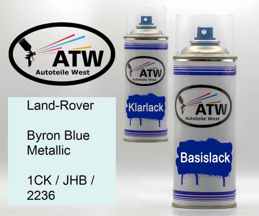 Land-Rover, Byron Blue Metallic, 1CK / JHB / 2236: 400ml Sprühdose + 400ml Klarlack - Set, von ATW Autoteile West.